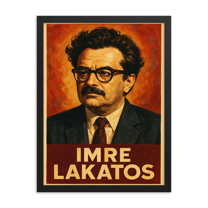 Imre Lakatos framed print on a plain backdrop in size 18