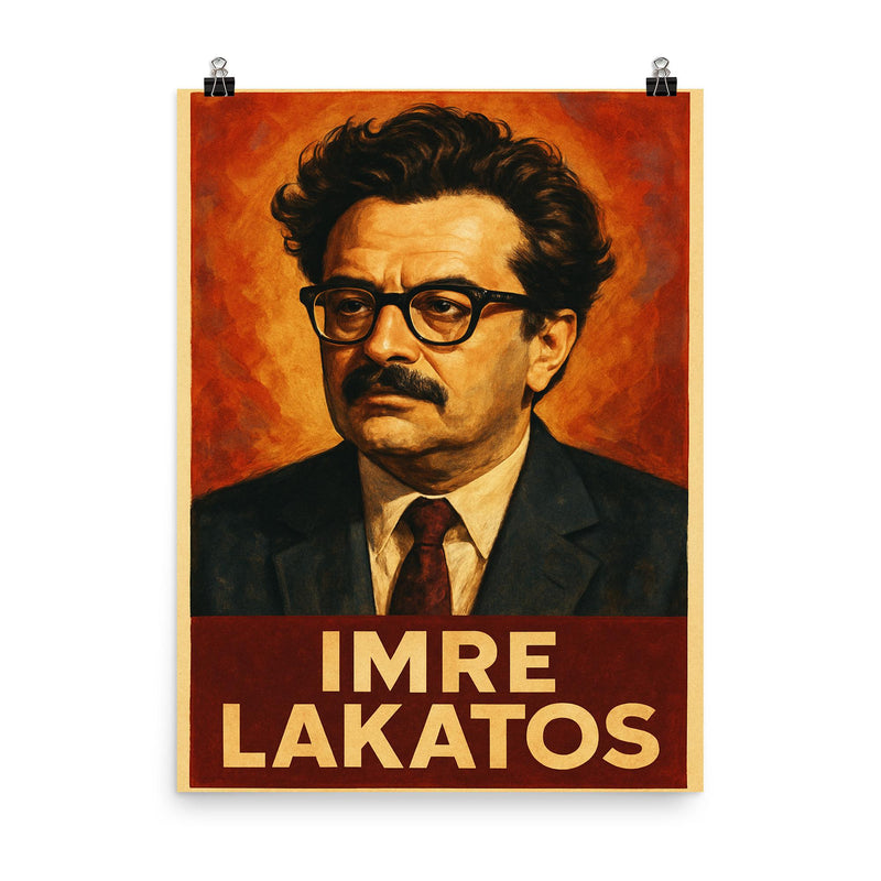 Imre Lakatos poster on a plain backdrop in size 8