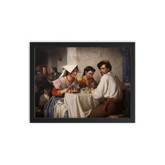 In a Roman Osteria by Carl Bloch framed print on a plain backdrop in size 12"x16".