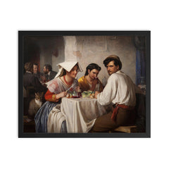 In a Roman Osteria by Carl Bloch framed print on a plain backdrop in size 16"x20".