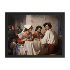 In a Roman Osteria by Carl Bloch framed print on a plain backdrop in size 18"x24".