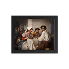 In a Roman Osteria by Carl Bloch framed print on a plain backdrop in size 8"x10".