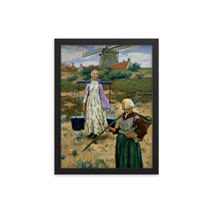In Holland by Gari Melchers framed print on a plain backdrop in size 12"x16".