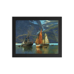 In Neroyfjord by Themistokles von Eckensbrecher, 1921 framed print on a plain backdrop in size 8"x10".