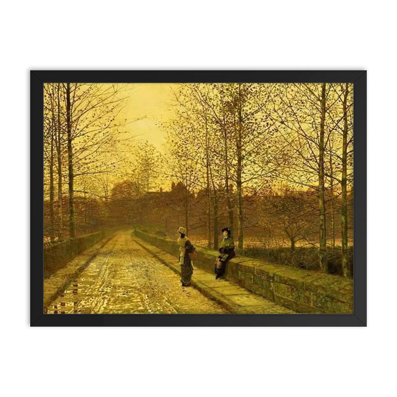 In the Golden Gloaming by John Atkinson Grimshaw, 1883 framed print on a plain backdrop in size 18