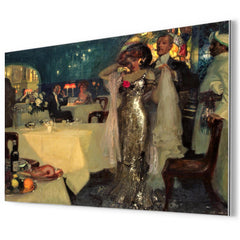In the Restaurant by Charles Hoffbauer metal print mockup