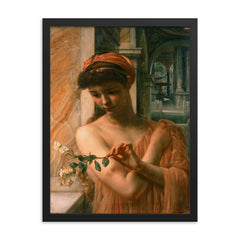 In the Temple of Love by Edward John Poynter framed print on a plain backdrop in size 18"x24".