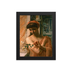 In the Temple of Love by Edward John Poynter framed print on a plain backdrop in size 8"x10".