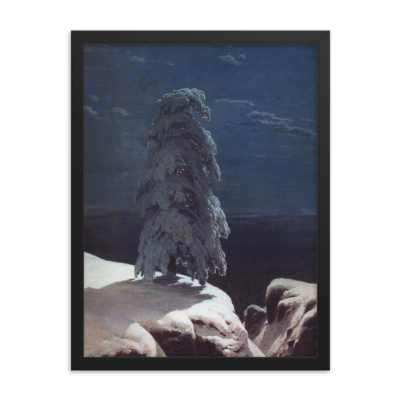 In the Wild North by Ivan Shishkin, 1891 framed print on a plain backdrop in size 18