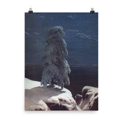 In the Wild North by Ivan Shishkin, 1891 poster on a plain backdrop in size 8"x10".