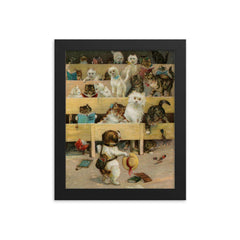 In the Wrong Class by Louis Wain framed print on a plain backdrop in size 8"x10".