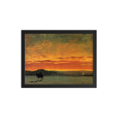 Indian Rider at Sunset by Albert Bierstadt framed print on a plain backdrop in size 12"x16".