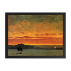 Indian Rider at Sunset by Albert Bierstadt framed print on a plain backdrop in size 18"x24".