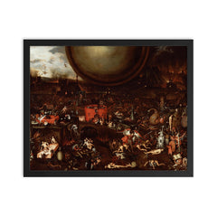 Inferno by Herri met de Bles framed print on a plain backdrop in size 16"x20".