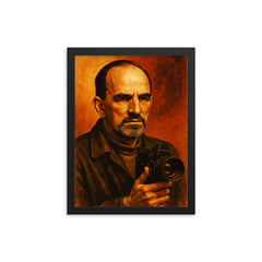 Ingmar Bergman framed print on a plain backdrop in size 12"x16".