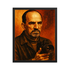 Ingmar Bergman framed print on a plain backdrop in size 16"x20".