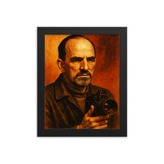 Ingmar Bergman framed print on a plain backdrop in size 8"x10".