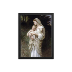 Innocence by William Bouguereau framed print on a plain backdrop in size 12"x16".