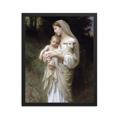 Innocence by William Bouguereau framed print on a plain backdrop in size 16"x20".