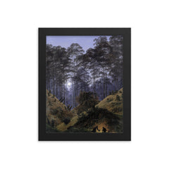 Inside the Forest in the Moonlight by Caspar David Friedrich, 1823 framed print on a plain backdrop in size 8"x10".