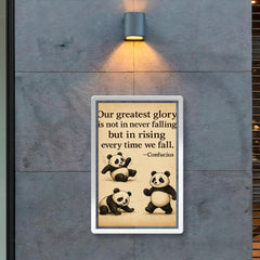 inspiring quote clumsy panda rising after falling poster 2