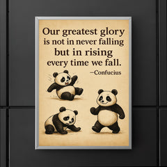 inspiring quote clumsy panda rising after falling poster 5