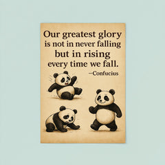 inspiring quote clumsy panda rising after falling poster 8
