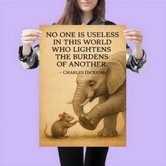 inspiring quote mouse helps elephant remove thorn lighten burdens poster 3