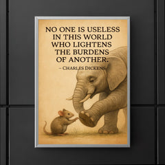 inspiring quote mouse helps elephant remove thorn lighten burdens poster 5