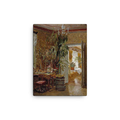 Interior from the Hallonblads' Home, Hympola Manor by Adolf von Becker canvas print on a plain backdrop in size 12"x16".