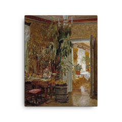 Interior from the Hallonblads' Home, Hympola Manor by Adolf von Becker canvas print on a plain backdrop in size 16"x20".