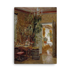 Interior from the Hallonblads' Home, Hympola Manor by Adolf von Becker canvas print on a plain backdrop in size 18"x24".