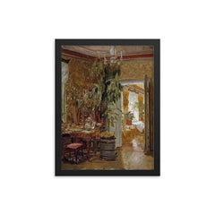 Interior from the Hallonblads' Home, Hympola Manor by Adolf von Becker framed print on a plain backdrop in size 12"x16".