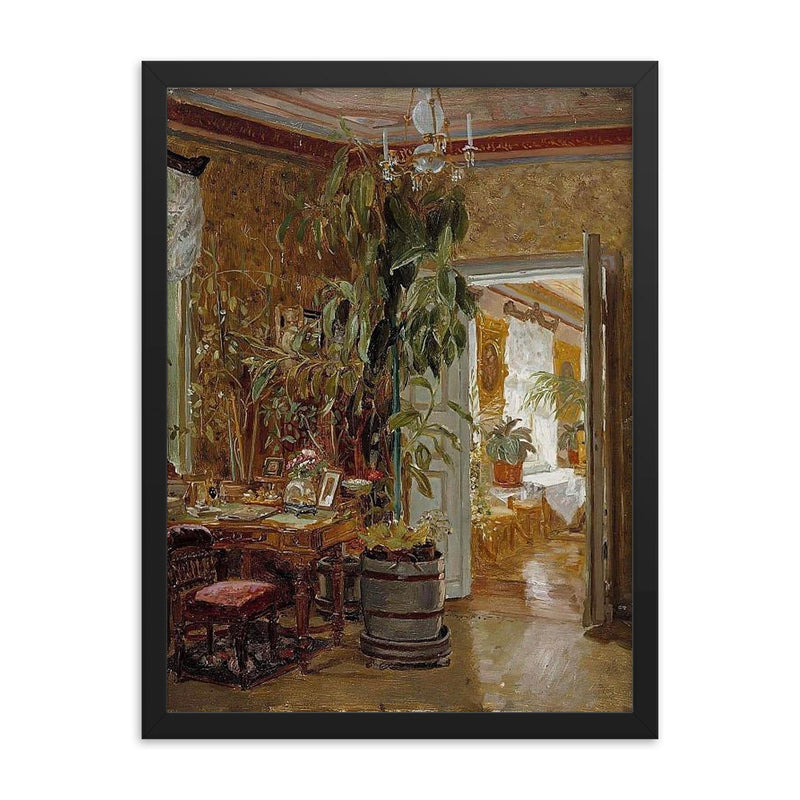 Interior from the Hallonblads' Home, Hympola Manor by Adolf von Becker framed print on a plain backdrop in size 18