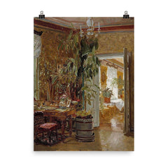 Interior from the Hallonblads' Home, Hympola Manor by Adolf von Becker poster on a plain backdrop in size 8"x10".