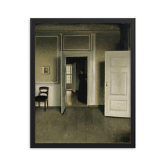 Interior from the Home of the Artist by Vilhelm Hammershoi framed print on a plain backdrop in size 16"x20".