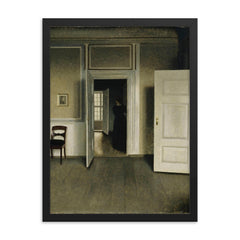Interior from the Home of the Artist by Vilhelm Hammershoi framed print on a plain backdrop in size 18"x24".