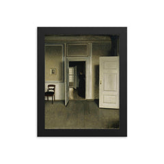 Interior from the Home of the Artist by Vilhelm Hammershoi framed print on a plain backdrop in size 8"x10".