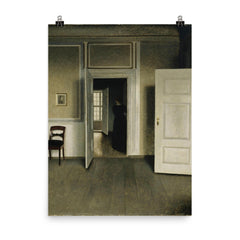Interior from the Home of the Artist by Vilhelm Hammershoi poster on a plain backdrop in size 8"x10".