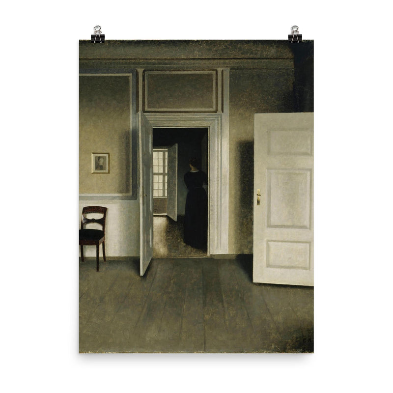 Interior from the Home of the Artist by Vilhelm Hammershoi poster on a plain backdrop in size 8