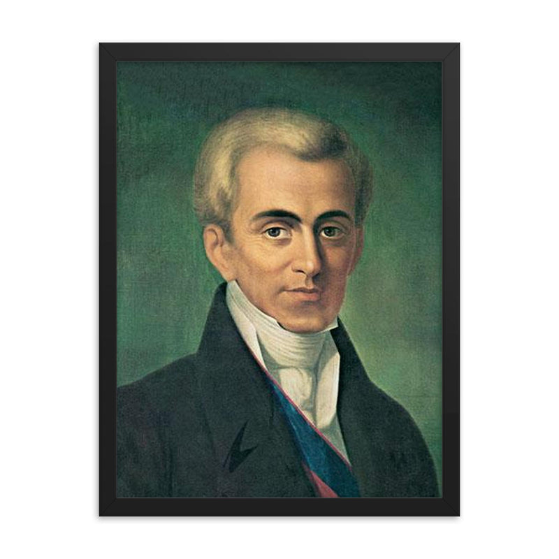 Ioannis Kapodistrias framed print on a plain backdrop in size 18