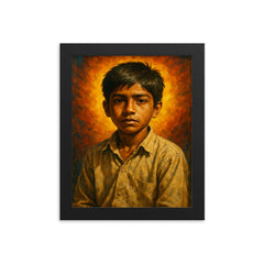 Iqbal Masih framed print on a plain backdrop in size 8"x10".