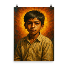 Iqbal Masih poster on a plain backdrop in size 8"x10".