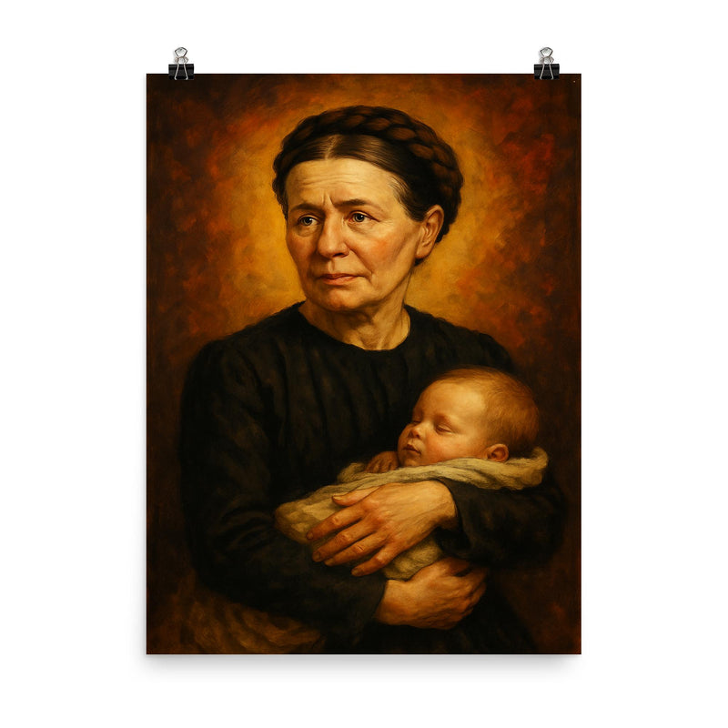 Irena Sendler poster on a plain backdrop in size 8