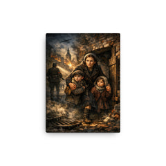 Irena Sendler smuggling children through Warsaw canvas print on a plain backdrop in size 12"x16".