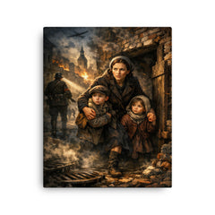 Irena Sendler smuggling children through Warsaw canvas print on a plain backdrop in size 16"x20".
