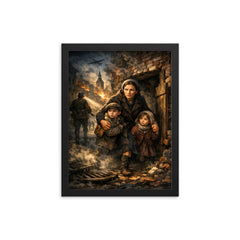 Irena Sendler smuggling children through Warsaw framed print on a plain backdrop in size 12"x16".
