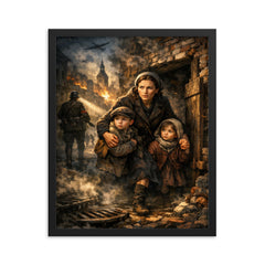 Irena Sendler smuggling children through Warsaw framed print on a plain backdrop in size 16"x20".