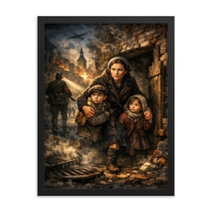 Irena Sendler smuggling children through Warsaw framed print on a plain backdrop in size 18"x24".