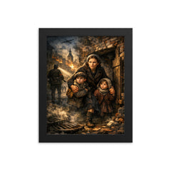 Irena Sendler smuggling children through Warsaw framed print on a plain backdrop in size 8"x10".